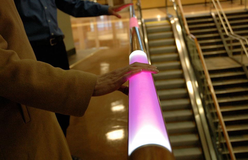 Aurora Organ - Glass touch sensor embedded in railing