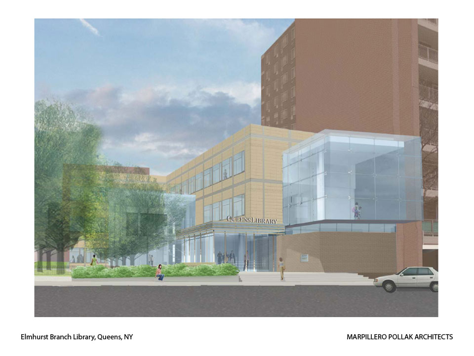 Architect's Rendering of Queens Elmhurst Library